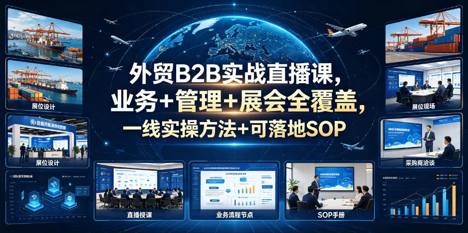 外贸B2B实战直播课，业务+管理+展会全覆盖，一线实操方法+可落地SOP-创客联盟