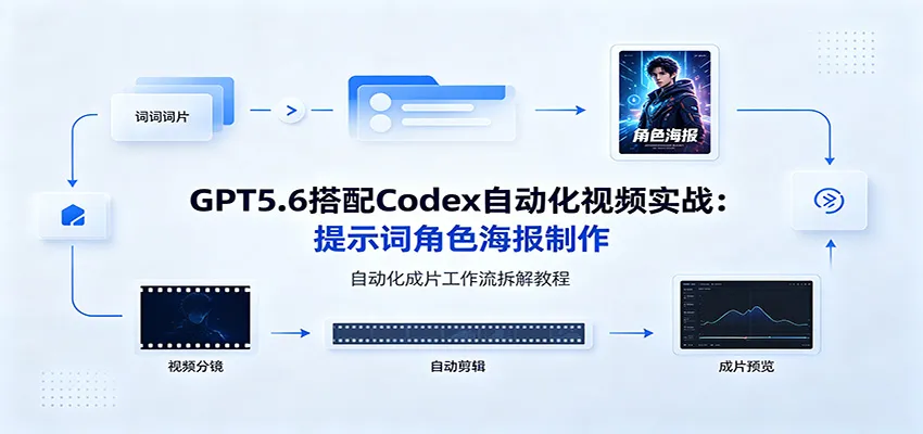 GPT5.6搭配Codex自动化视频实战：提示词角色海报制作，自动化成片工作流拆解教程-创客联盟