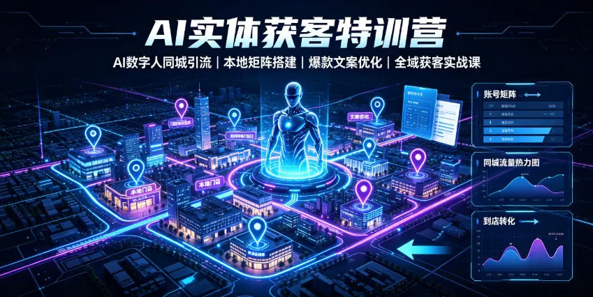 AI实体获客特训营｜AI数字人同城引流、本地矩阵搭建、爆款文案优化全域获客实战课-创客联盟