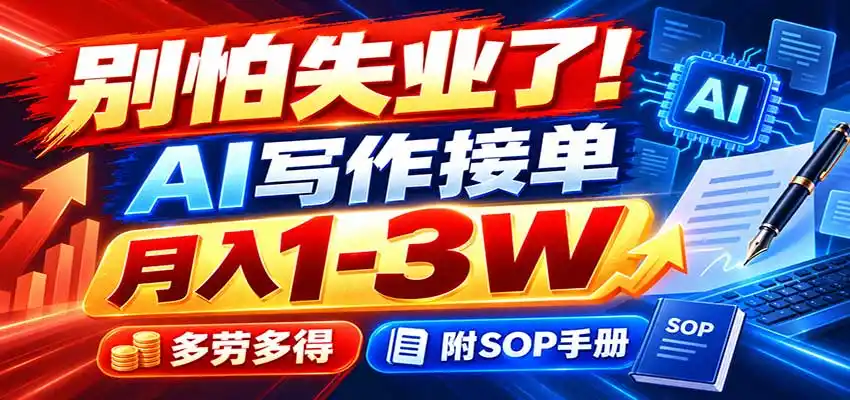 别怕失业了！AI写作接单月入1-3W，多劳多得，附SOP手册-创客联盟