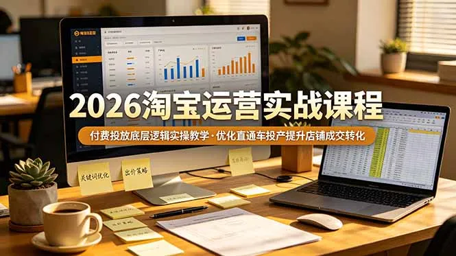 2026 淘宝运营实战课程，付费投放底层逻辑实操教学，优化直通车投产提升店铺成交转化-创客联盟