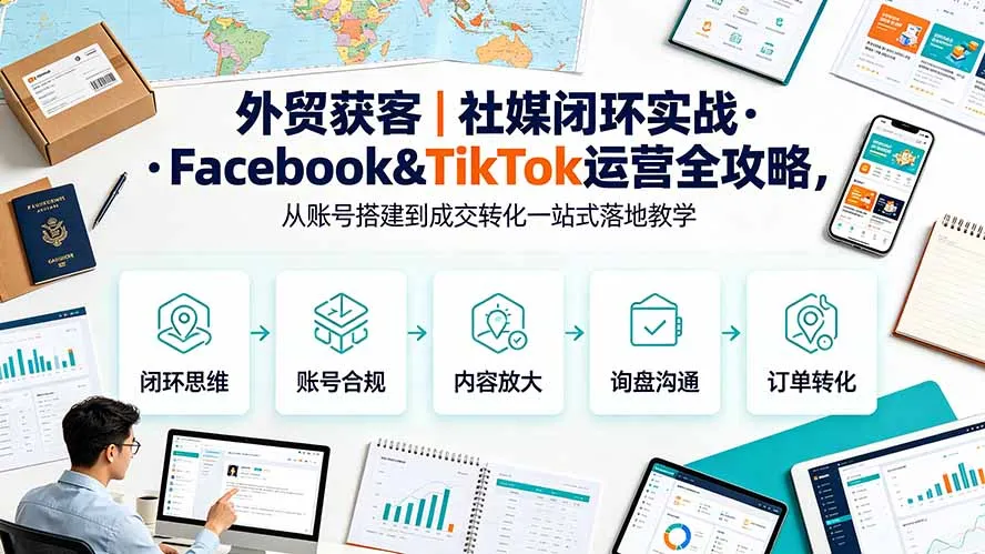 外贸获客｜社媒闭环实战·Facebook&TikTok运营全攻略，从账号搭建到成交转化一站式落地教学-创客联盟