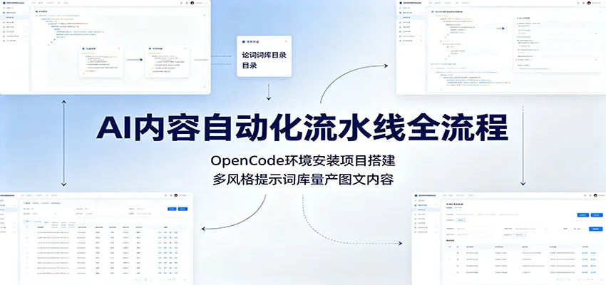 AI内容自动化流水线全流程：OpenCode环境安装项目搭建，多风格提示词库量产图文内容-创客联盟