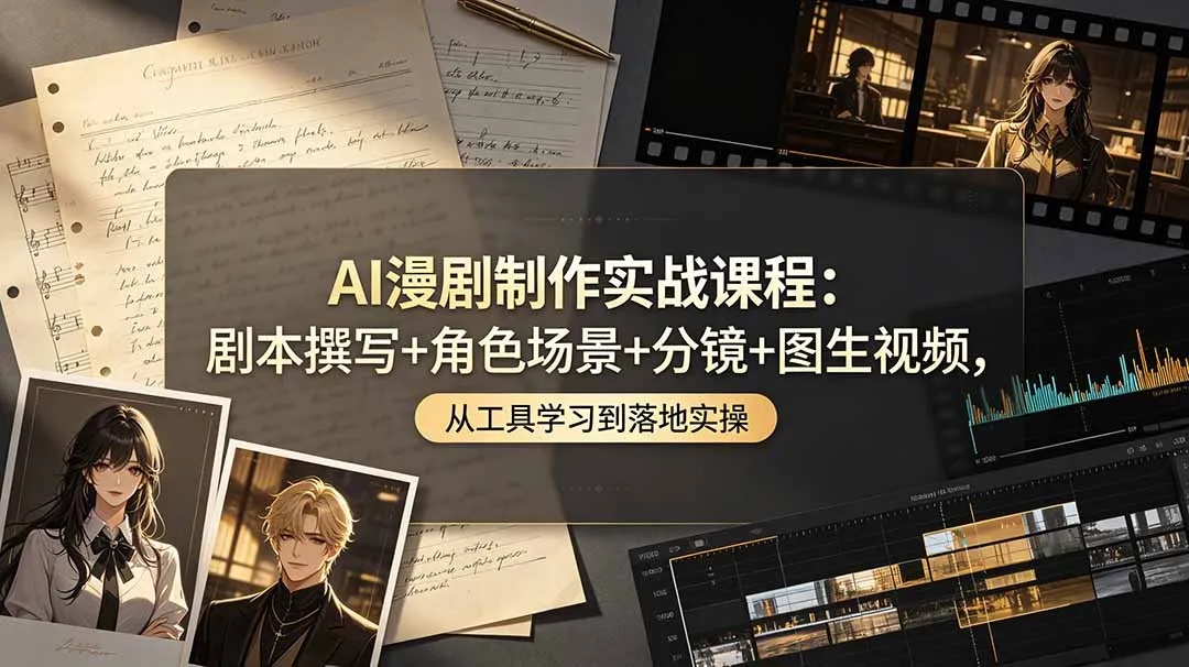 AI漫剧制作实战课程：剧本撰写+角色场景+分镜+图生视频，从工具学习到落地实操-创客联盟