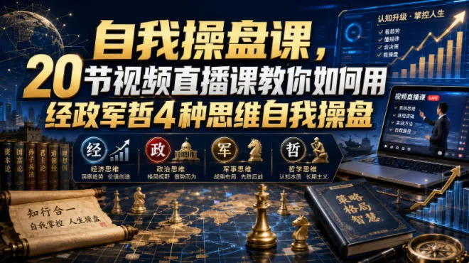 自我操盘课，20节视频直播课教你如何用经政军哲4种思维自我操盘-创客联盟
