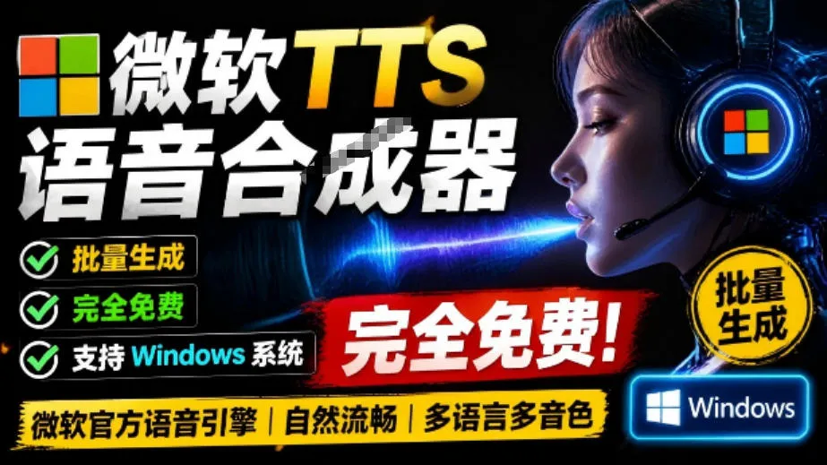 微软TTS免费语音配音生成器，完全免费，支持多语音、多音色选择，Windows系统专用TTS语音合成器-创客联盟