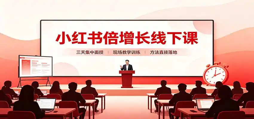 小红书倍增长线下课:三天集中面授,拆解选品、素材制作与起号全链路-创客联盟