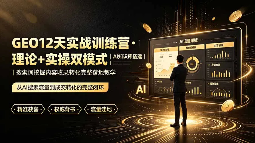 GEO12天实战训练营·理论+实操双模式｜AI知识库搭建｜搜索词挖掘内容收录转化完整落地教学-创客联盟