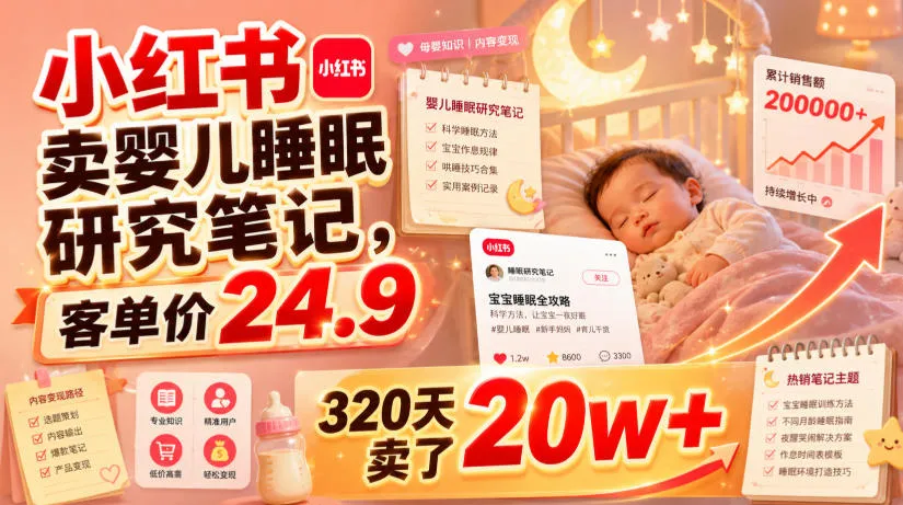 小红书卖婴儿睡眠研究笔记，客单价24.9，320天卖了20w+-创客联盟