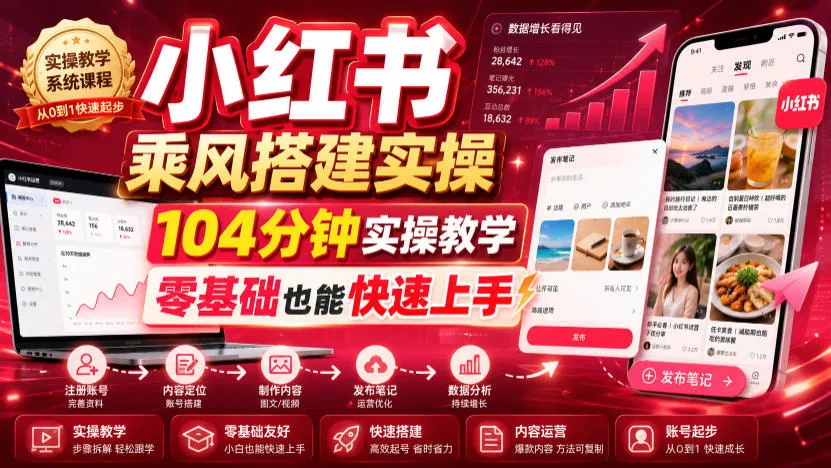 小红书乘风搭建实操，104分钟实操教学，零基础也能快速上手-创客联盟