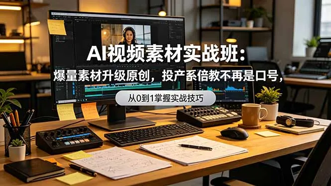AI视频素材实战班：爆量素材升级原创，投产翻倍不再是口号，0-1系统教学实战落地-创客联盟