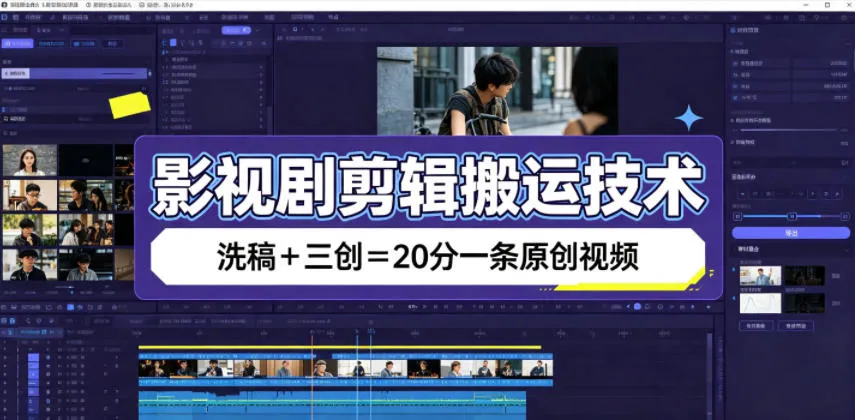 影视剧剪辑搬运技术，洗稿+三创=20分一条原创视频-创客联盟
