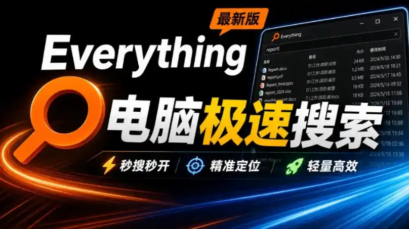 Everything最新版,电脑极速搜索!最佳电脑文件搜索工具,几秒检索几百G的文件,必装电脑应用-创客联盟