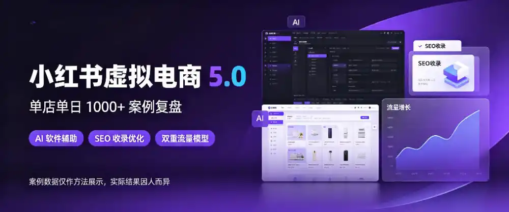 小红书虚拟电商5.0，单店单日1000+，AI软件+SEO收录，双重流量稳定出单【揭秘】-创客联盟