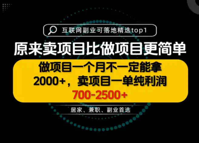一单利润700-2.5K+,为什么我们要卖项目而不是做项目,我们普通人应该怎样开始?【揭秘】-创客联盟