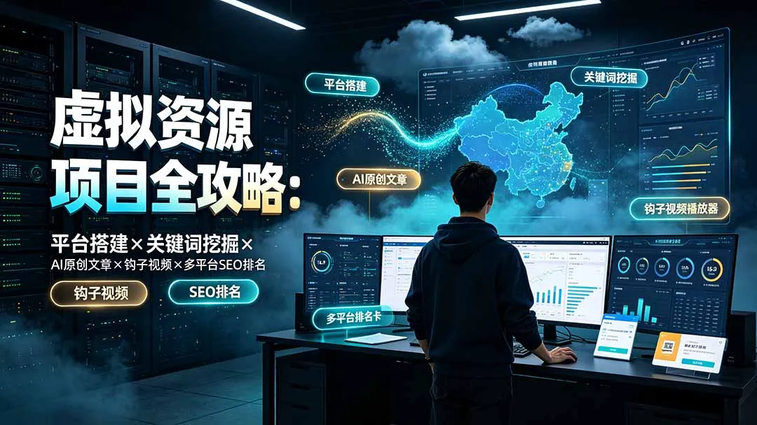 虚拟资源项目全攻略：平台搭建×关键词挖掘×AI原创文章×钩子视频×多平台SEO排名-创客联盟