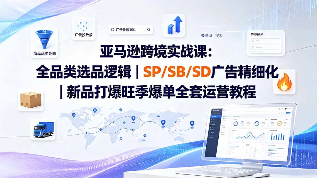 亚马逊跨境实战课-更新：全品类选品逻辑｜SP/SB/SD广告精细化｜新品打爆旺季爆单全套运营教程-创客联盟