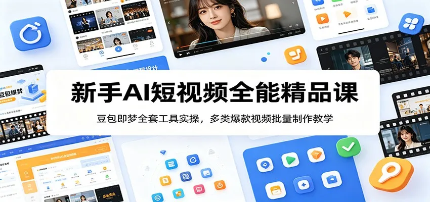 新手AI短视频全能精品课:豆包即梦全套工具实操,多类爆款视频批量制作教学-创客联盟