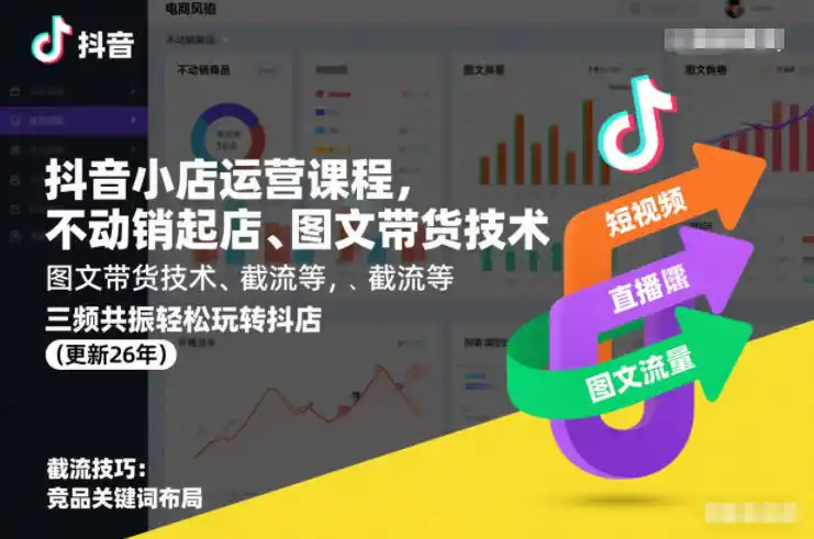 抖音小店运营课程，不动销起店、图文带货技术、截流等，三频共振轻松玩转抖店(更新260928)-创客联盟