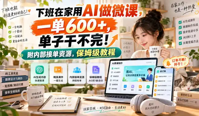 下班在家用AI做微课，一单600+，单子干不完！附内部接单资源，保姆级教程【揭秘】-创客联盟