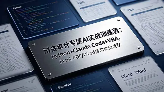 财会审计专属 AI实战训练营-更新：Python+Claude Code+VBA，Excel/PDF/Word自动化全流程-创客联盟