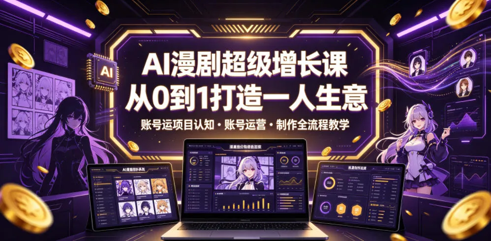 AI漫剧超级增长课，从0到1打造一人生意，项目认知・账号运营・制作全流程教学-创客联盟