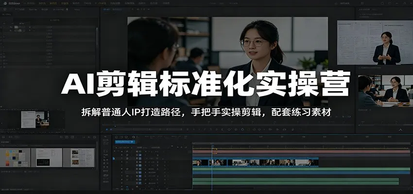 AI剪辑标准化实操营:拆解普通人IP打造路径,手把手实操剪辑,配套练习素材-云网创