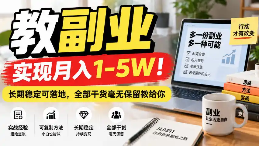 “教副业”实现月入1-5W!长期稳定可落地,全部干货毫无保留教给你【揭秘】-创客联盟