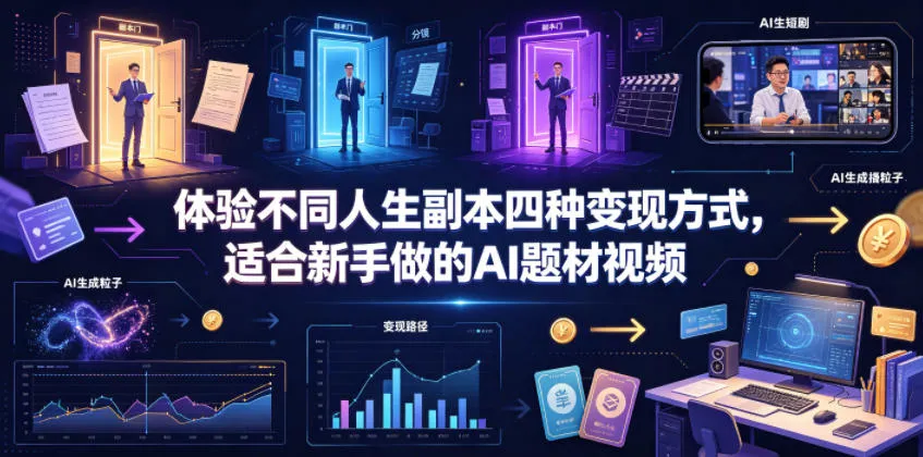 体验不同人生副本四种变现方式,适合新手做的AI题材视频-创客联盟