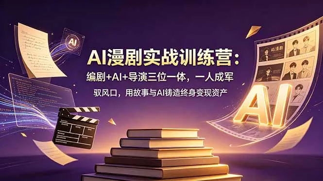 AI漫剧实战训练营：编剧+AI+导演三位一体，一人成军 驭风口，用故事与AI铸造终身变现资产-创客联盟
