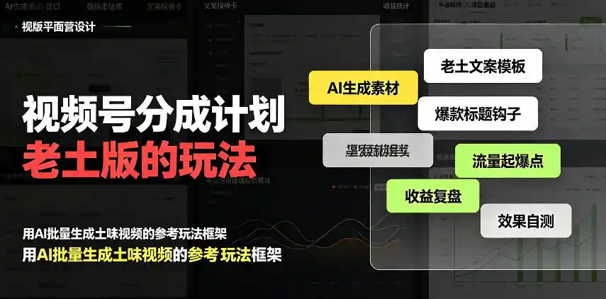 视频号分成计划老土版的玩法,流量爆炸,每天收益300+,纯靠AI生成,越土的玩法,越高级-创客联盟