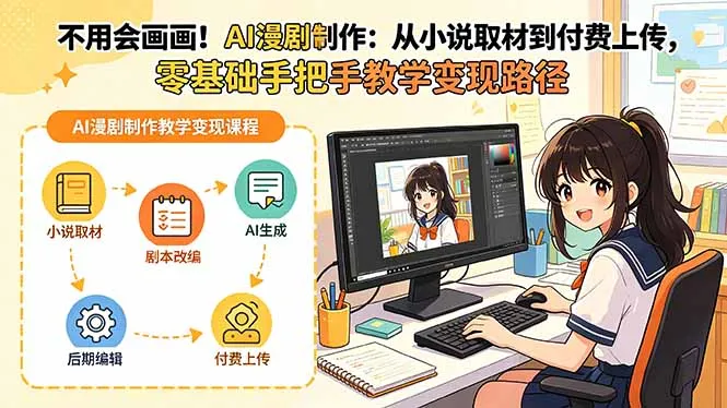 不用会画画！AI漫剧制作：从小说取材到付费上传，零基础手把手教学变现路径(更新-创客联盟