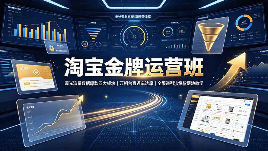 淘宝金牌运营班-7月：曝光流量数据爆款四大板块｜万相台直通车达摩｜全渠道引流爆款落地教学-创客联盟