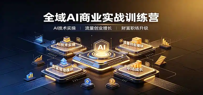 全域AI商业实战训练营:涵盖AI技术实操、流量创业、财富管理与职场成长全体系内容-创客联盟