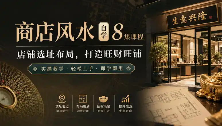 商店风水自学8集课程|店铺选址布局,打造旺财旺铺实操教学-创客联盟