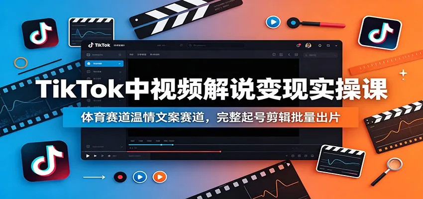 TikTok中视频解说变现实操课：体育赛道温情文案赛道，完整起号剪辑批量出片-创客联盟