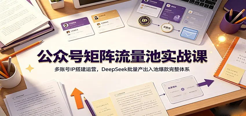公众号矩阵流量池实战课：多账号IP搭建运营，DeepSeek批量产出入池爆款完整体系-创客联盟