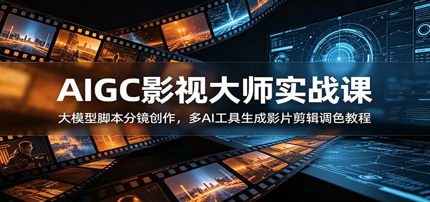 AIGC影视大师实战课：大模型脚本分镜创作，多AI工具生成影片剪辑调色教程-创客联盟