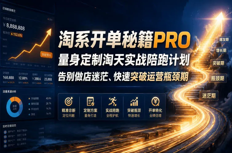 淘系开单秘籍PRO，量身定制淘天实战陪跑计划，告别做店迷茫、快速突破运营瓶颈期(2026年6月22日)-创客联盟