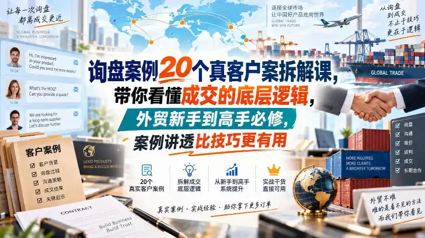 询盘案例20个真客户案拆解课,带你看懂成交的底层逻辑,外贸新手到高手必修,案例讲透比技巧更有用-创客联盟