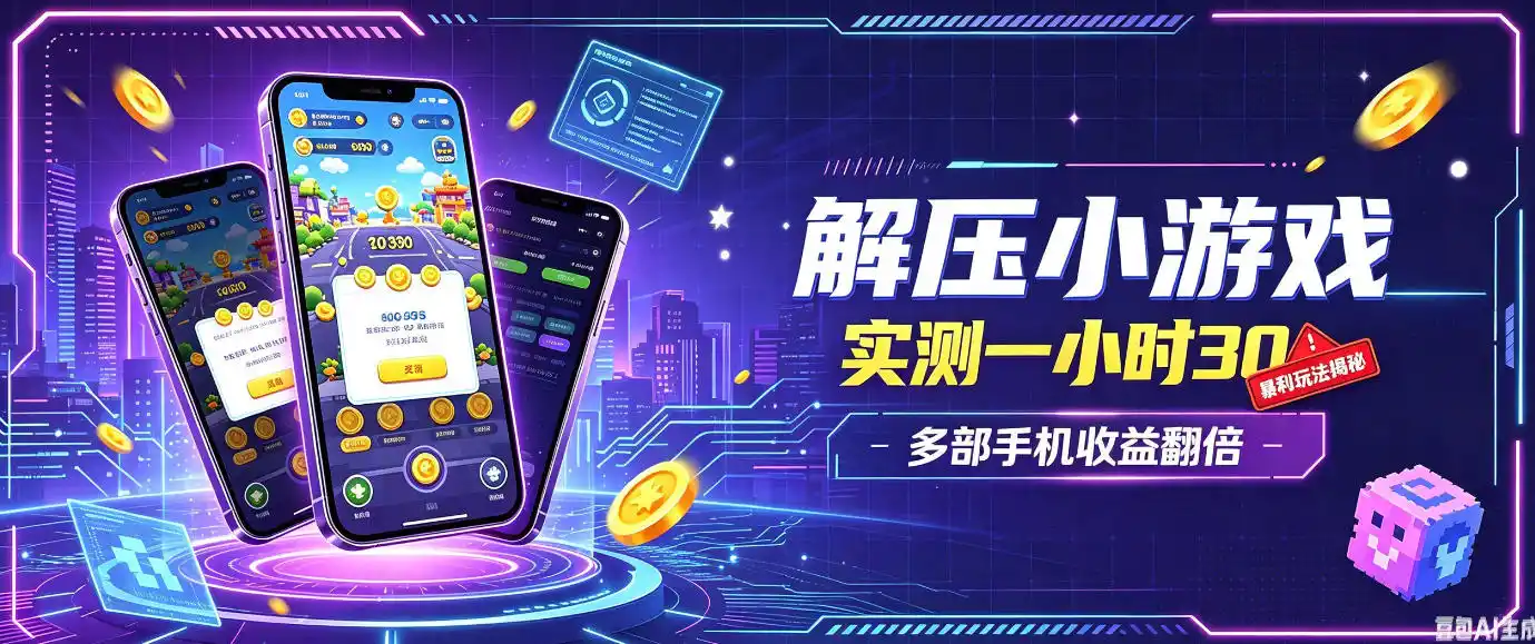 小游戏全流程玩法,实测一小时搞30,简单无脑解压,当天做当天就能看到进账,直接冲就行【揭秘】-创客联盟