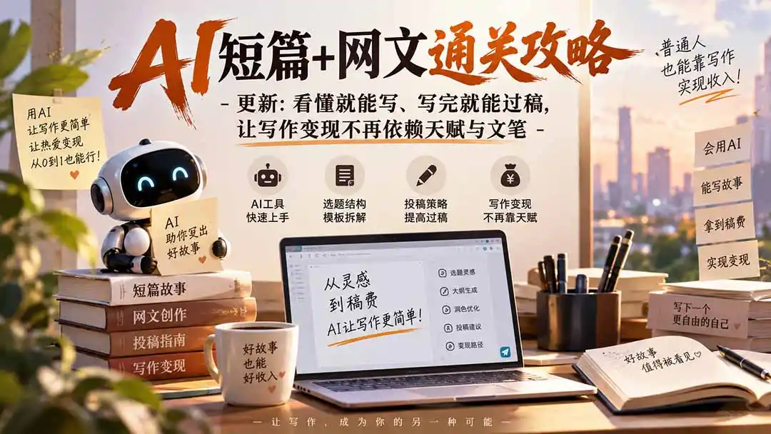 AI短篇+网文通关攻略-更新0921:看懂就能写、写完就能过稿,让写作变现不再依赖天赋与文笔-创客联盟
