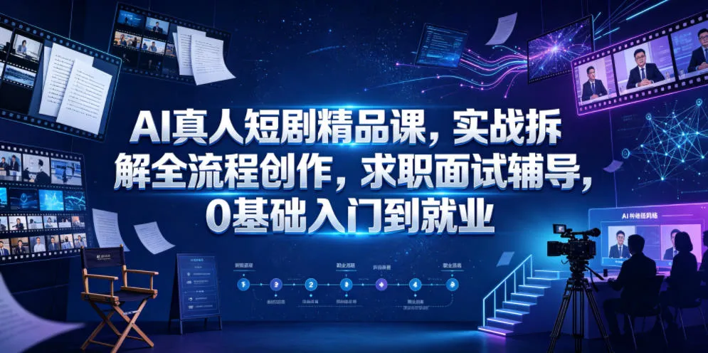 AI真人短剧精品课，实战拆解全流程创作，求职面试辅导，0基础入门到就业-创客联盟