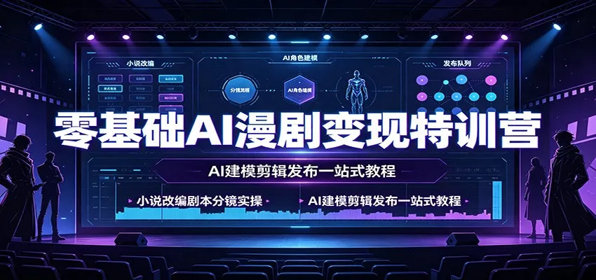 零基础AI漫剧变现特训营：小说改编剧本分镜实操，AI建模剪辑发布一站式教程-创客联盟