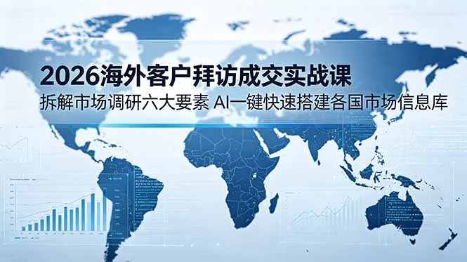 2026海外客户拜访成交实战课:拆解市场调研六大要素,AI一键快速搭建各国市场信息库-创客联盟