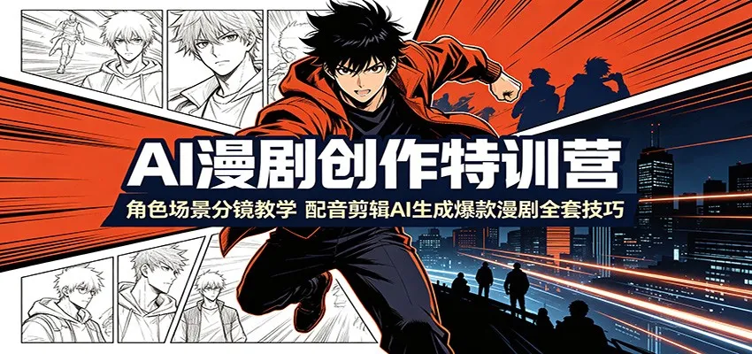 AI漫剧创作特训营：角色场景分镜教学，配音剪辑AI生成爆款漫剧全套技巧-创客联盟