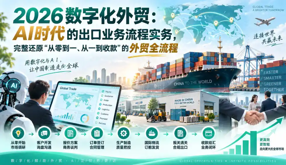 2026数字化外贸:AI时代的出口业务流程实务,完整还原”从零到一、从一到收款”的外贸全流程-创客联盟