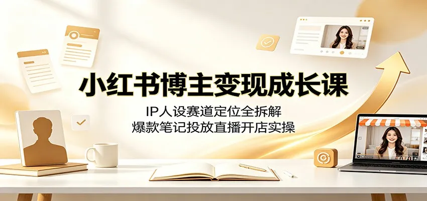 小红书博主变现成长课：IP人设赛道定位全拆解，爆款笔记投放直播开店实操-创客联盟