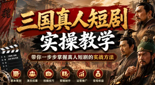 三国真人短剧实操教学，带你一步步掌握真人短剧的实战方法-创客联盟