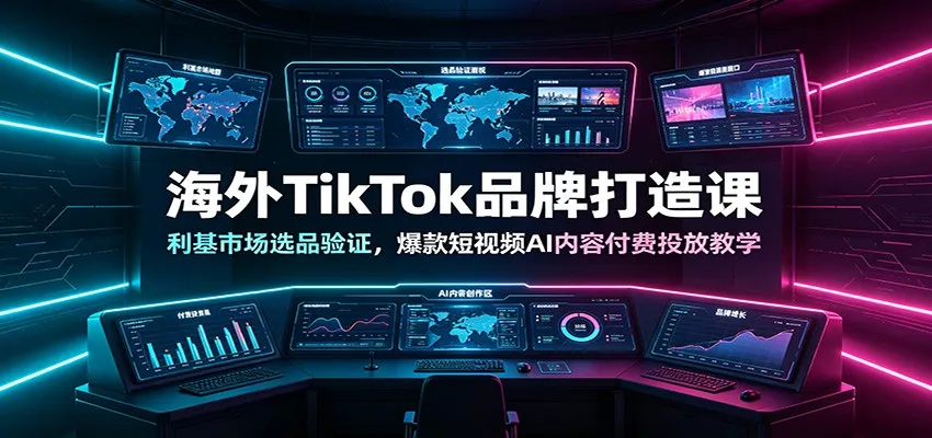 海外TikTok品牌打造课：利基市场选品验证，爆款短视频AI内容付费投放教学-创客联盟
